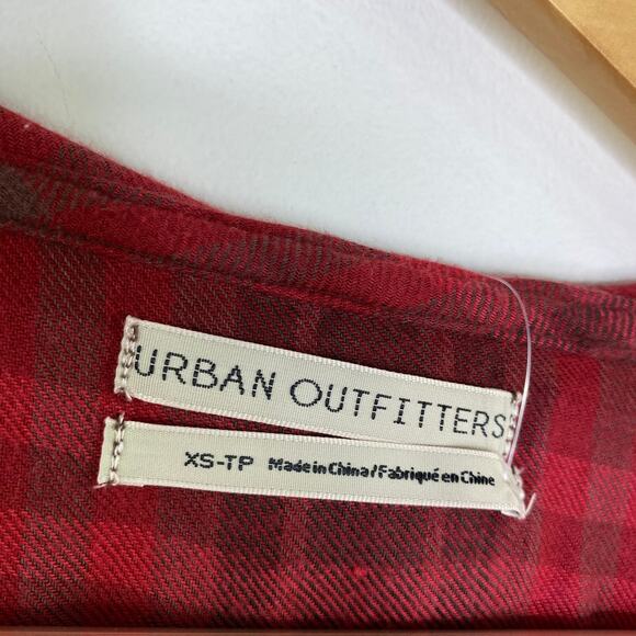 Urban Outfitters Red Black Plaid Drawstring Hoodie Women's Size X-Small XS NWT - Picture 5 of 8